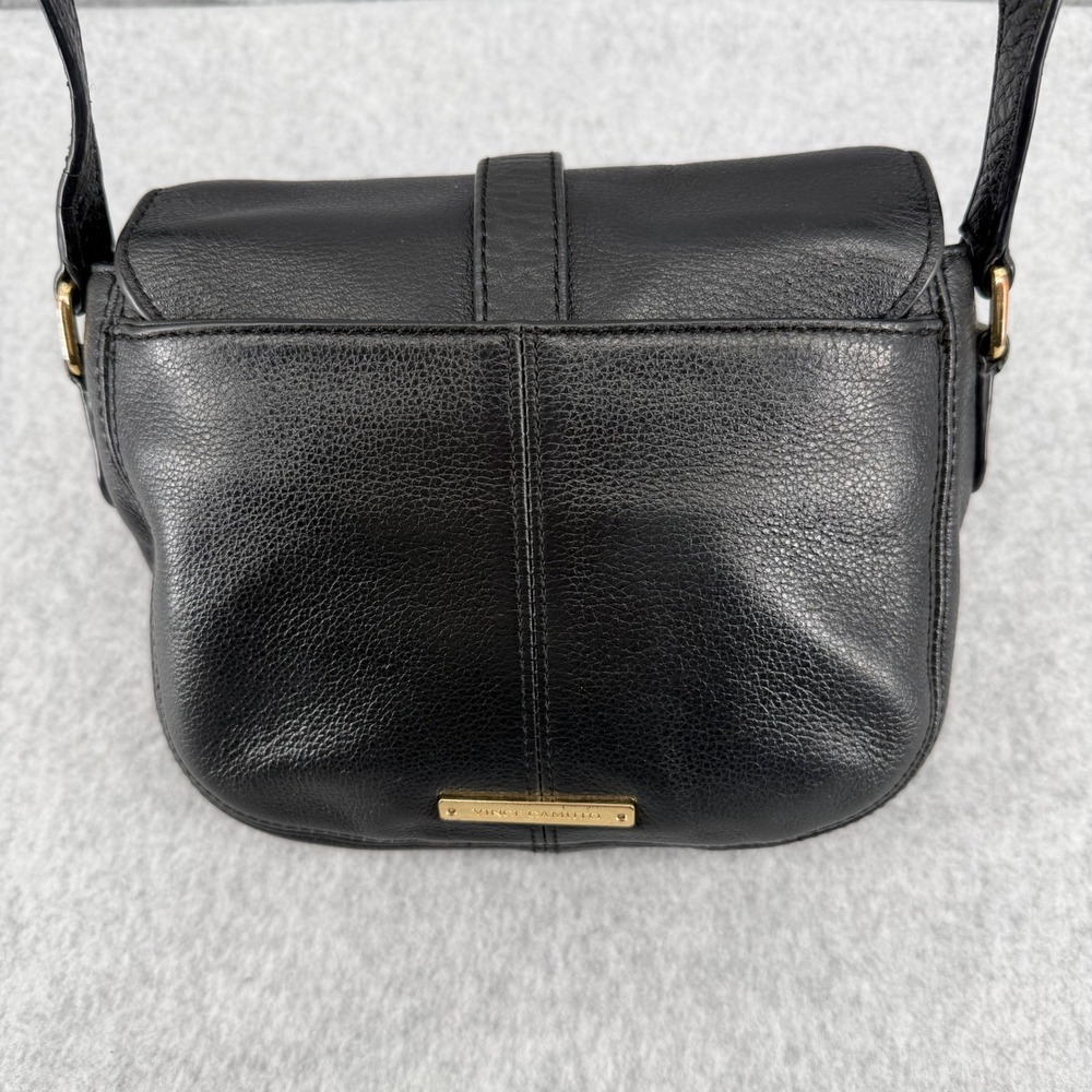 Vince Camuto Black Pebbled Leather Crossbody Bag Gold Toggle Saddle Bag - Picture 4 of 10